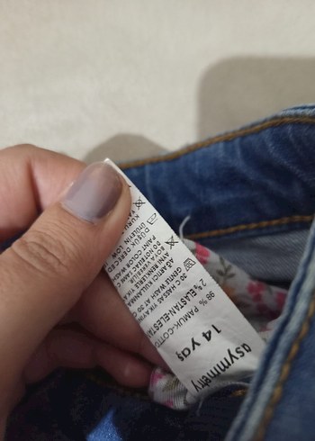 13-14 Yaş Beden Düğmeli Açık Mavi Kot Mini Etek