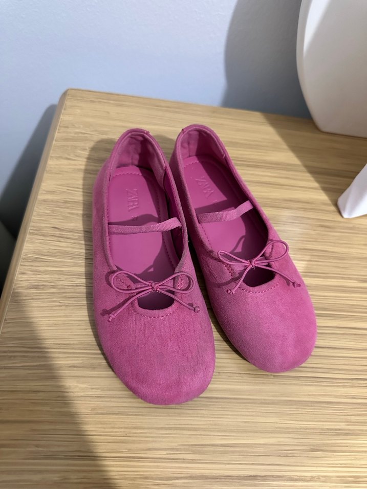 Pembe Süet Fiyonklu Kız Babet - Görsel 2