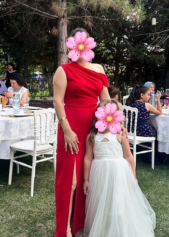 Klasik Kırmızı Drapeli Straplez Abiye