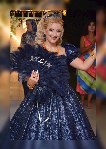 Parlak Mavi Uzun Straplez Parti Elbisesi - Görsel 2