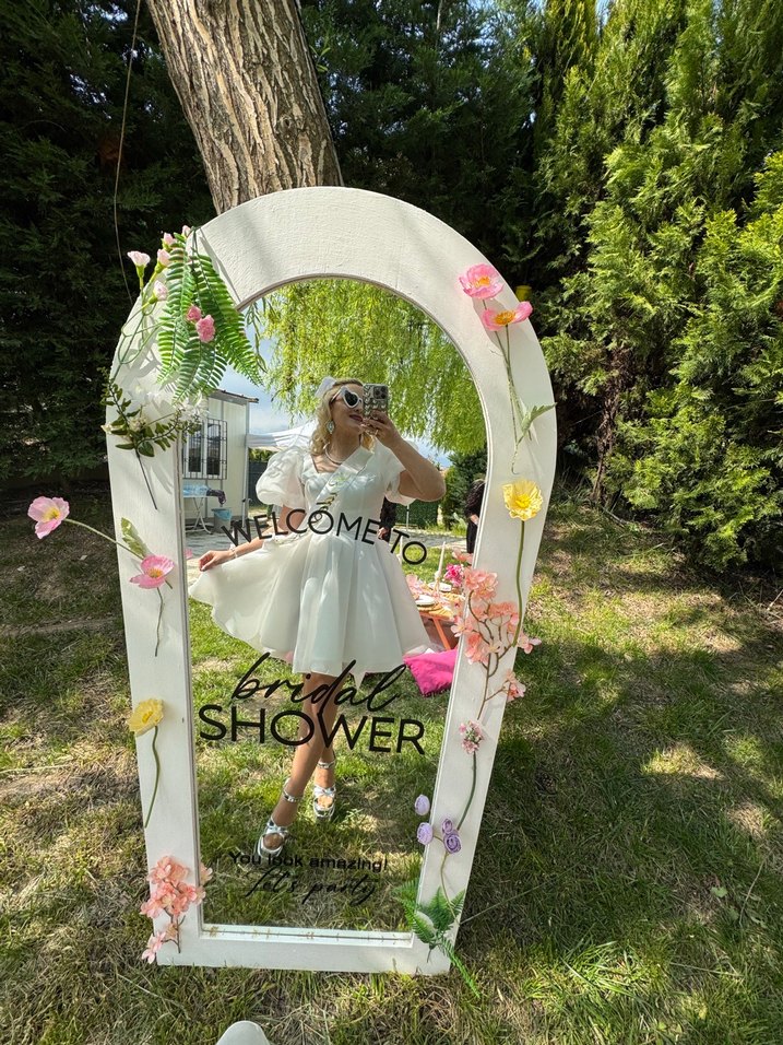 Beyaz Mini Straplez Bohem Gelinlik - Görsel 3