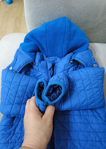 Mavi Erkek Çocuk Kapüşonlu Mont - Görsel 5