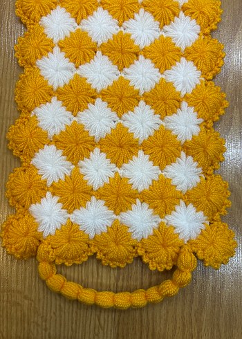 Sarı Beyaz Örgü Banyo Lifi - Görsel 3