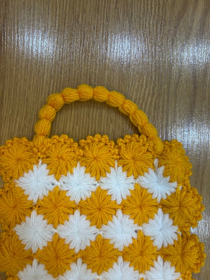 Sarı Beyaz Örgü Banyo Lifi - Görsel 5