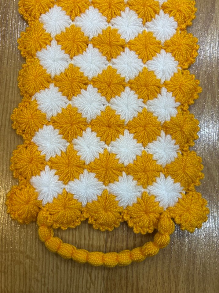 Sarı Beyaz Örgü Banyo Lifi - Görsel 3