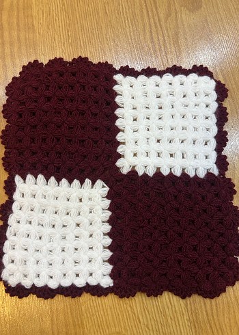 Bordo ve Beyaz Örgü Banyo Lifi - Görsel 5