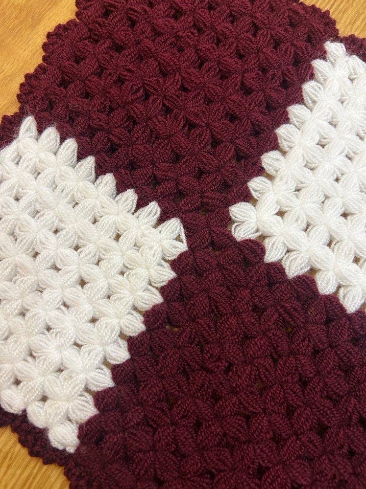 Bordo ve Beyaz Örgü Banyo Lifi - Görsel 2