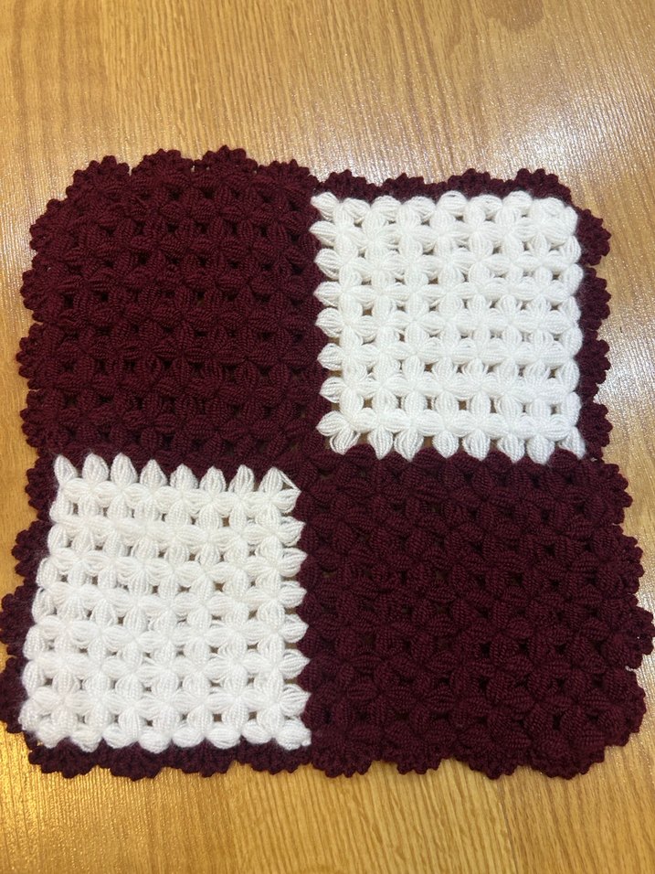 Bordo ve Beyaz Örgü Banyo Lifi - Görsel 5