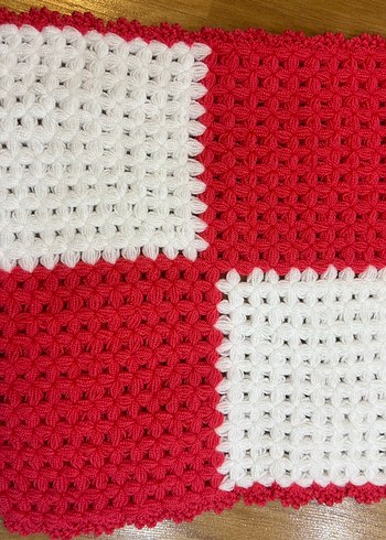 Renkli Kırmızı Beyaz Örgü Banyo Lifi - Görsel 2