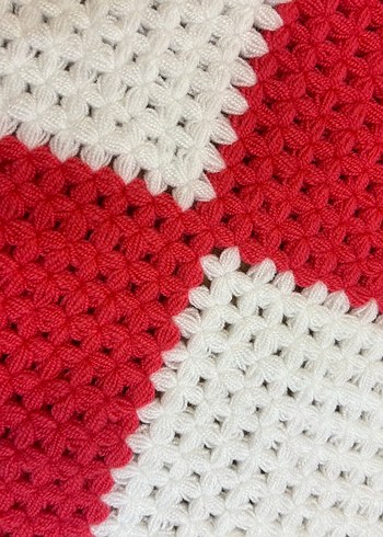 Renkli Kırmızı Beyaz Örgü Banyo Lifi - Görsel 4