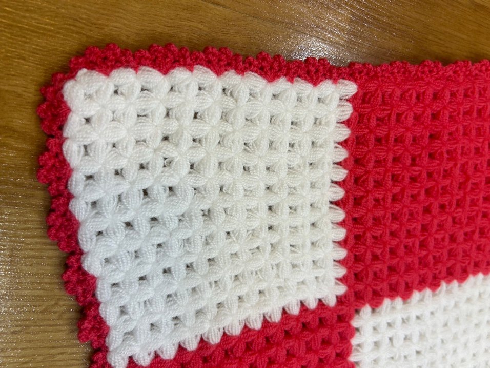 Renkli Kırmızı Beyaz Örgü Banyo Lifi - Görsel 3