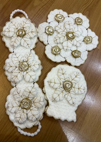 Beyaz Çiçek Desenli Gelin Lif Seti - Görsel 11