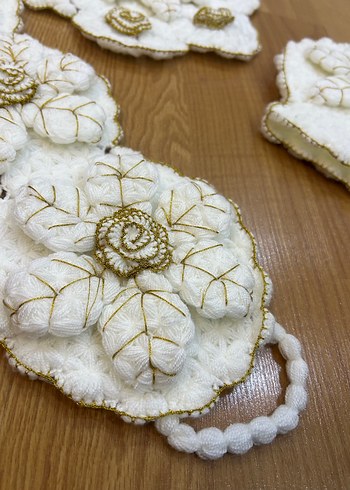 Beyaz Çiçek Desenli Gelin Lif Seti - Görsel 12