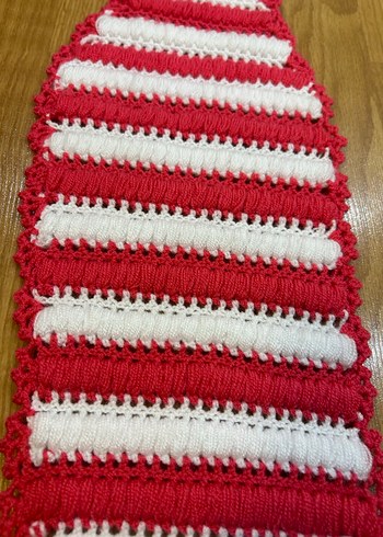 Kırmızı Beyaz Örgü Banyo Lifi - Görsel 5