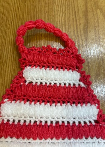 Kırmızı Beyaz Örgü Banyo Lifi - Görsel 3