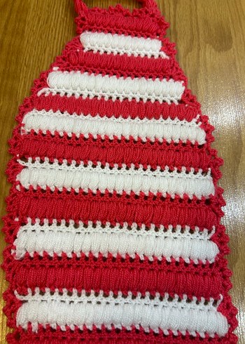 Kırmızı Beyaz Örgü Banyo Lifi - Görsel 2