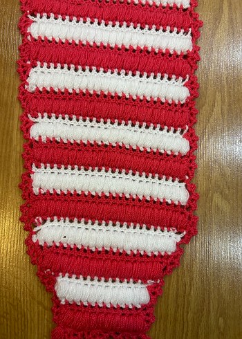 Kırmızı Beyaz Örgü Banyo Lifi - Görsel 4
