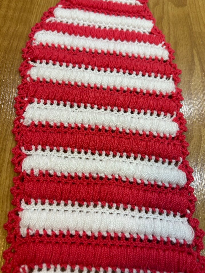 Kırmızı Beyaz Örgü Banyo Lifi - Görsel 5