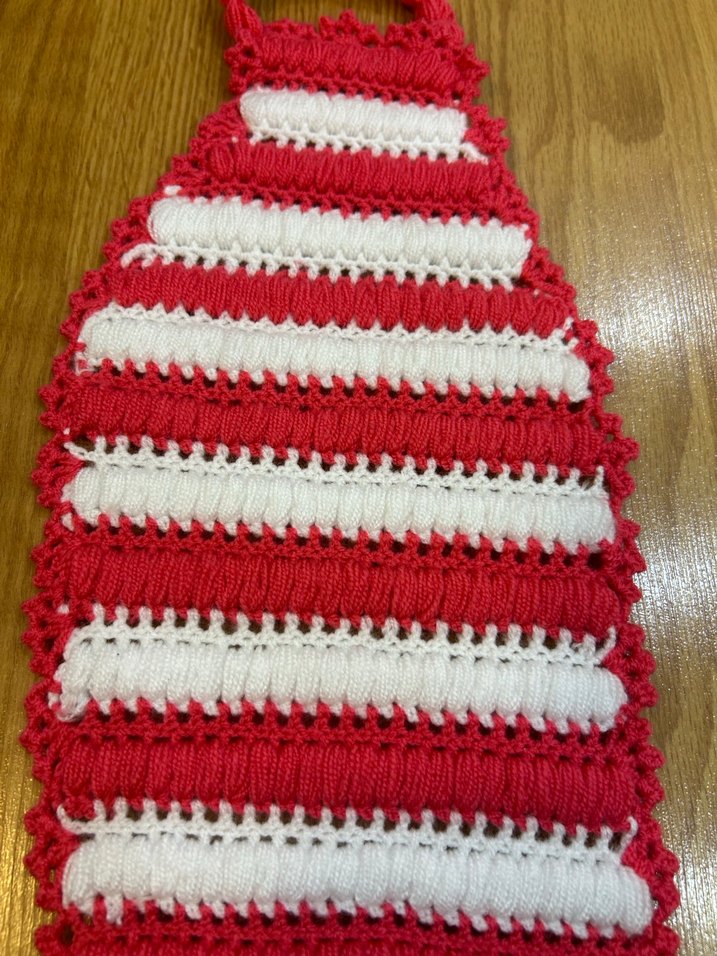 Kırmızı Beyaz Örgü Banyo Lifi - Görsel 2