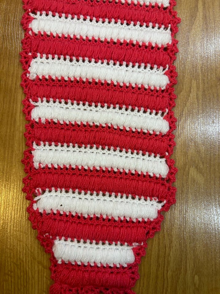 Kırmızı Beyaz Örgü Banyo Lifi - Görsel 4