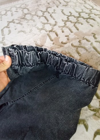 40 Beden Gri Bel Detaylı Salaş Kadın Kot Pantolon