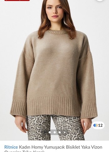Ritnice Kadın Vizon Bisiklet Yaka Örgü Kazak - Görsel 3