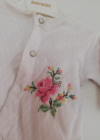 Nakışlı Beyaz Bebek Kız Tulum - Görsel 3