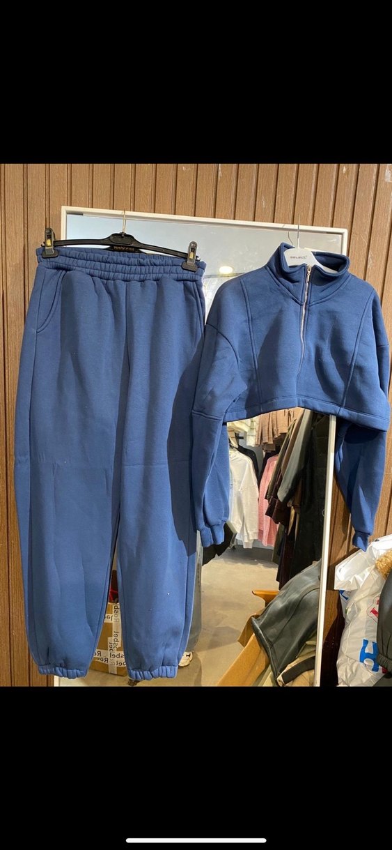 Mavi Fermuarlı Rahat Eşofman Takımı - Görsel 2