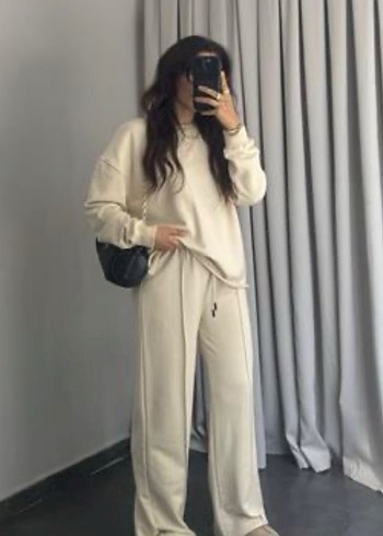 Gri Oversize Sweatshirt Kadın - Görsel 2