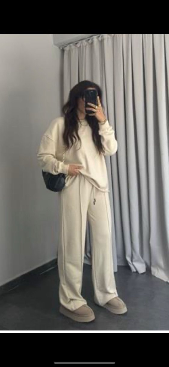 Gri Oversize Sweatshirt Kadın - Görsel 2