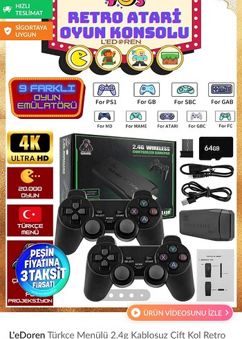 Le'Doren 2.4g Kablosuz Çift Kollu Retro Oyun Konsolu