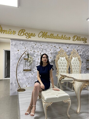 xs Beden Lacivert nişan elbisesi kısa