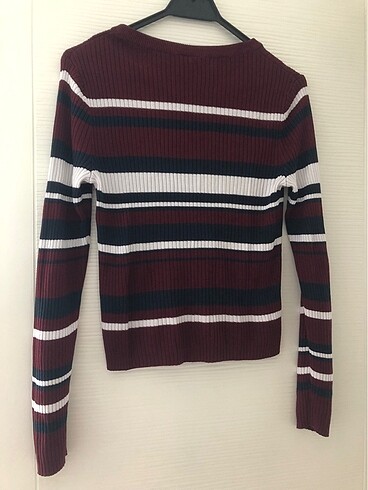m Beden H&M Çizgili Bordo Kazak 38/M Beden