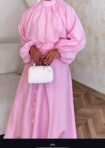 Pembe Uzun Hamile Eteği Drapeli - Görsel 2