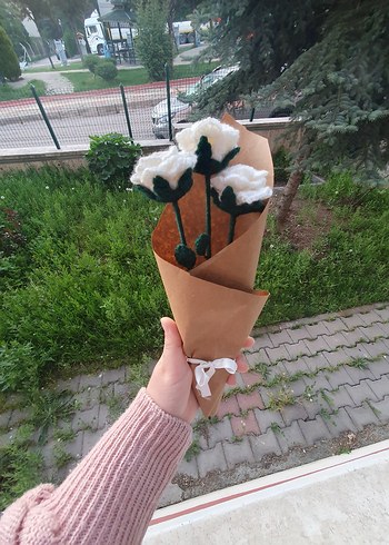 Bohem Tarzı El Yapımı Beyaz Çiçek Buketi