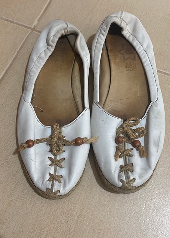 Beyaz Deri Dolgu Topuklu Kadın Espadril