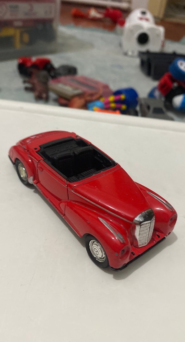 1955 mercedes benz kırmızı metal araba - Görsel 2