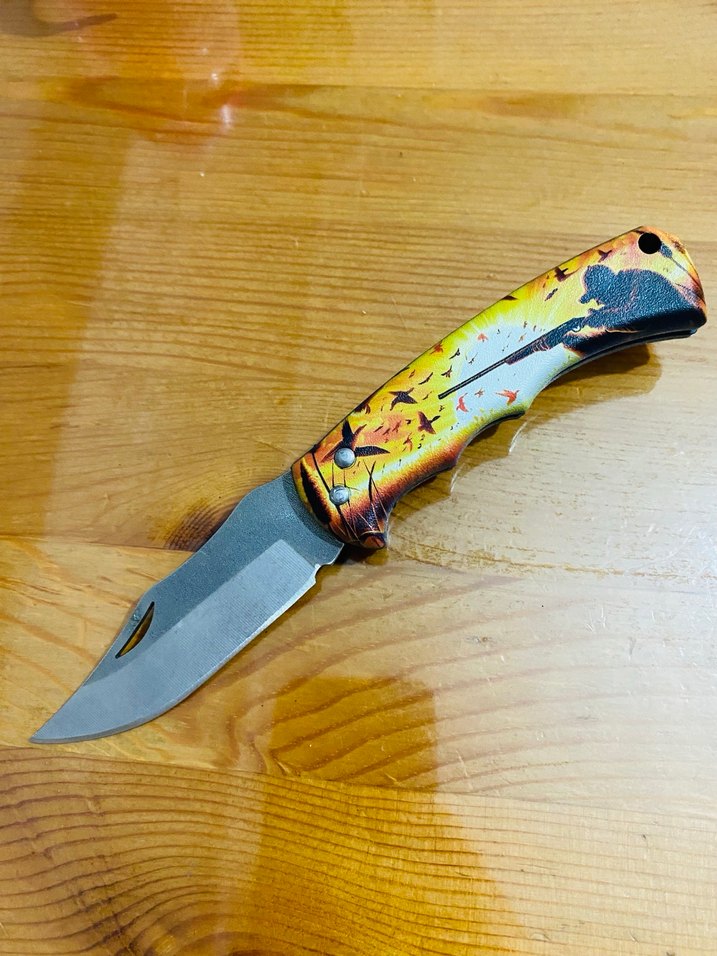 Renkli Sarı Katlanır Cep Bıçağı - Görsel 2