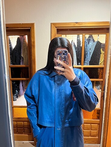 xl Beden lacivert Renk American Vintage Deri Ceket
