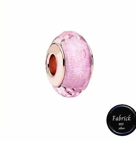 Pembe murano gümüş charm