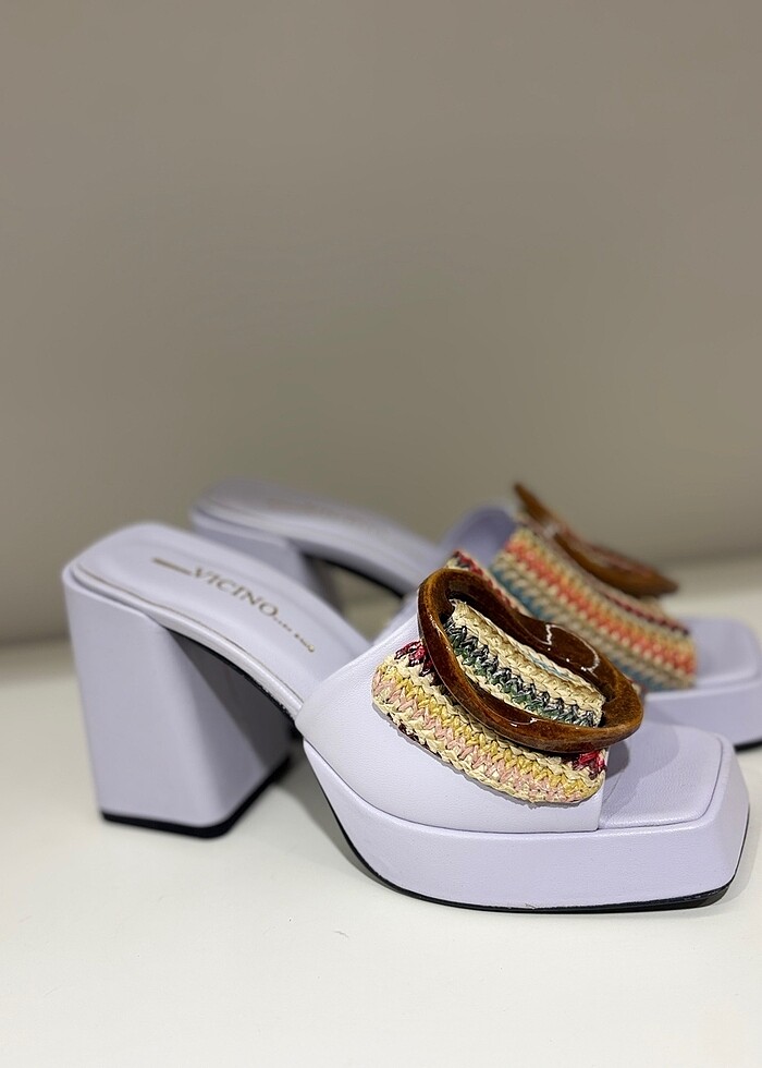 Vicino lila deri platformlu terlik - Görsel 3