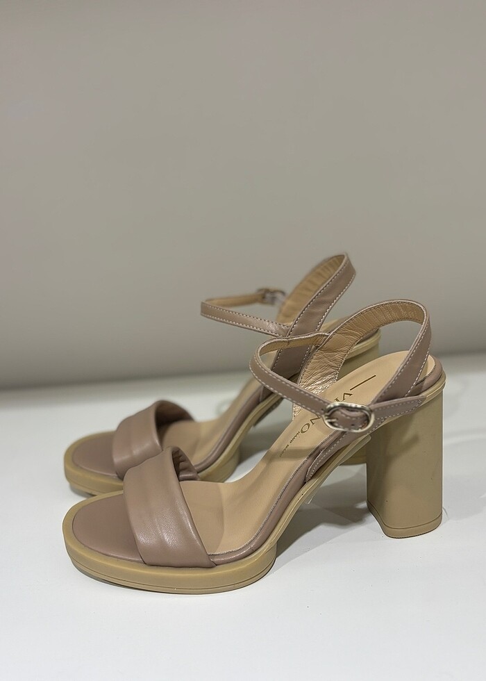 Vicino bej deri  platformlu sandalet - Görsel 2