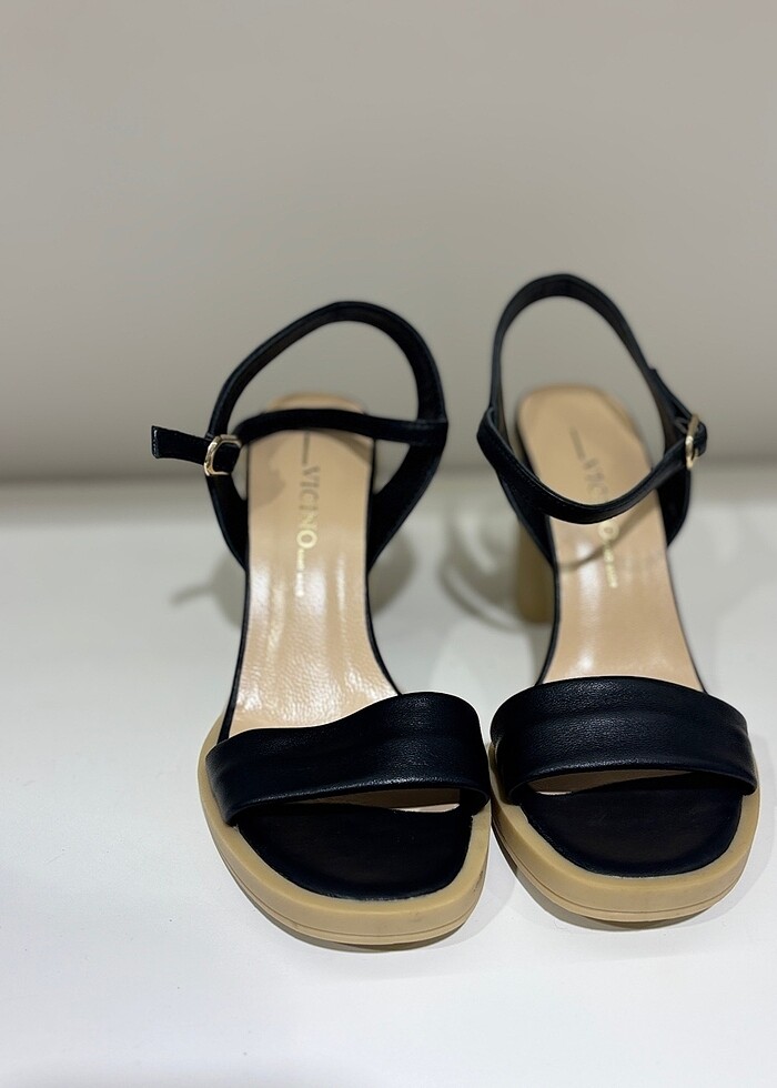 Vicino siyah deri platform sandalet - Görsel 3