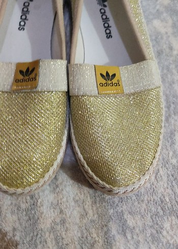 Altın Rengi Parlak Kadın Dolgu Topuk Espadril - Görsel 3