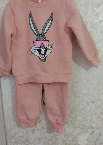 Pembe Bebek Kız Uzun Kollu Baskılı Takım - Görsel 2