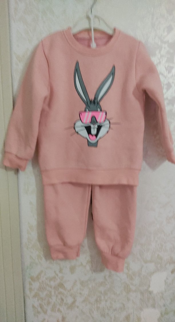 Pembe Bebek Kız Uzun Kollu Baskılı Takım - Görsel 4