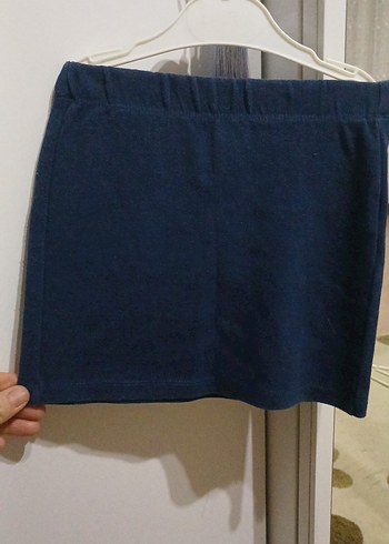 Koyu Mavi Denim Mini Etek - Görsel 2