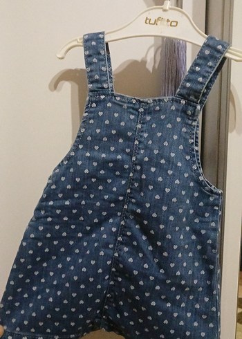 Kız Çocuk Kalp Desenli Denim Elbise - Görsel 3