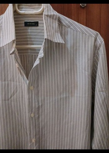 Bej Çizgili Erkek Keten Gömlek - Görsel 4