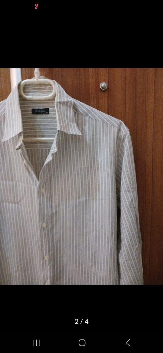 Bej Çizgili Erkek Keten Gömlek - Görsel 2